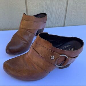 Kork Ease Courtney Heel Mules Womens 6.5 EU 37 Brown Leather Slip on cowgirl y2k